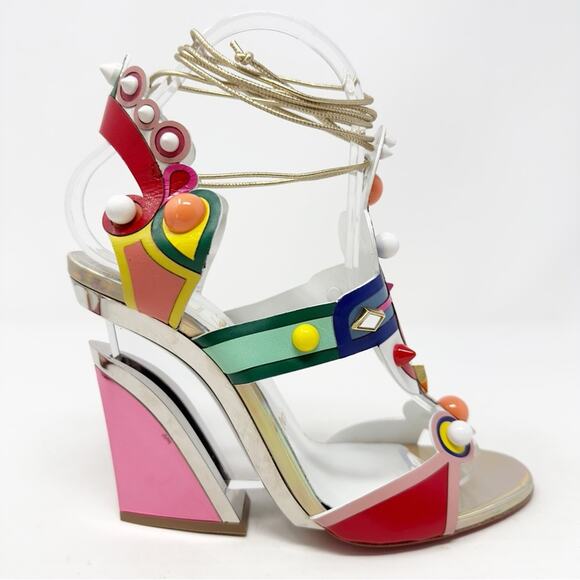 Christian Louboutin Papagaya Levita 100 Leather Sandals Heels EU 37 - Picture 7 of 14